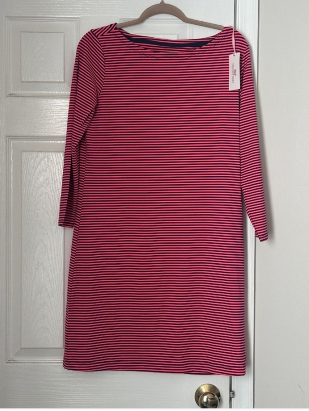 Brand New Vineyard Vines Sankaty Striped UPF50+ Dress Navy Red Medium Feeder